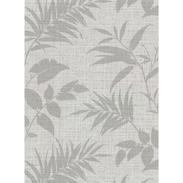 Warner Chandler Light Grey Botanical Faux Grasscloth Vinyl Strippable Roll (Covers 60.8 sq. ft.)