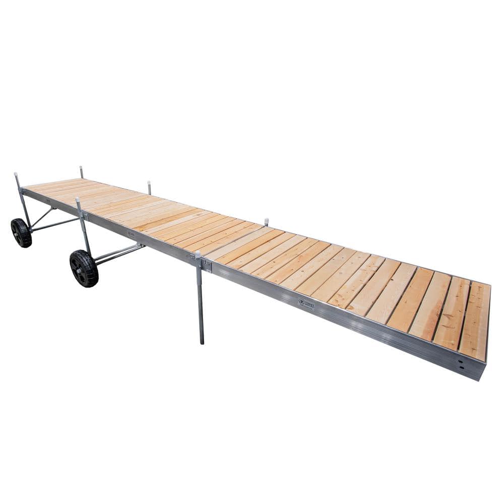 Tommy Docks 24 Ft Roll In Dock Straight System With Aluminum Frame And Removable Cedar Decking 2559