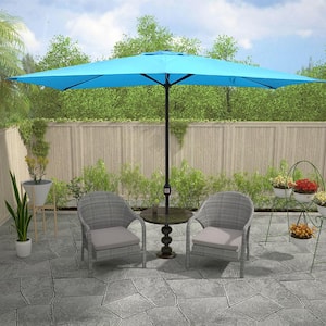 10 ft. x 6.5 ft. Steel Crank Rectangle Market Patio Umbrella in Aqua