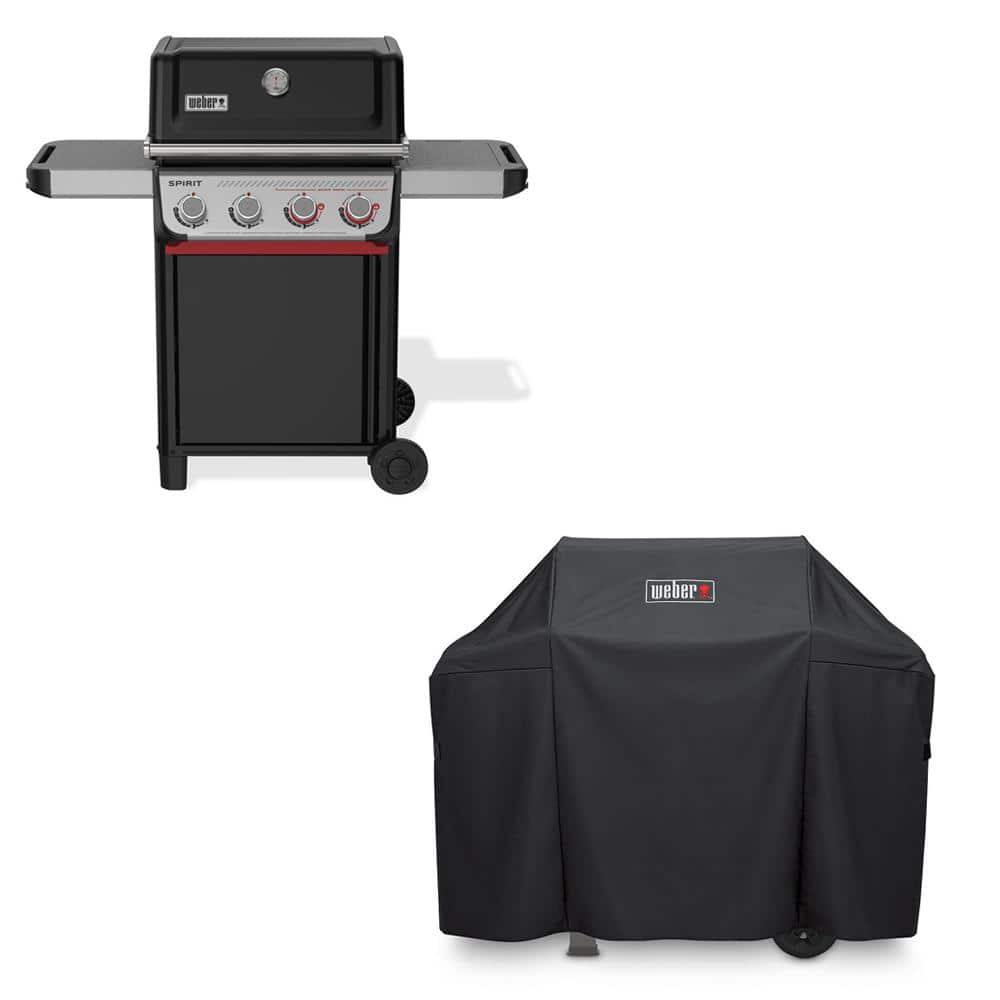 Spirit SC-E-425 4-Burner Liquid Propane Gas Grill in Black with Sear Zone and Crafted Griddle Insert and Grill Cover