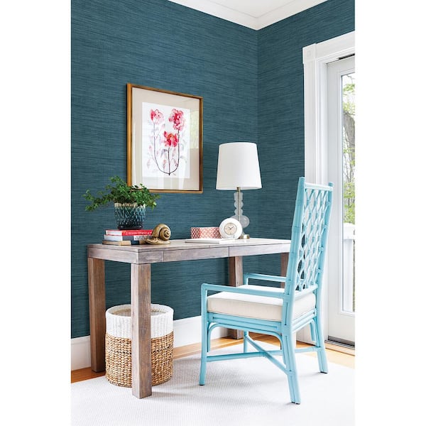 Sea Grass Blue Faux Grasscloth Blue Wallpaper Sample