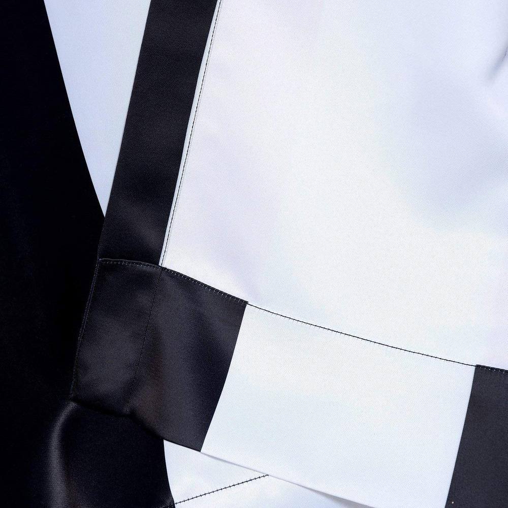 Awning Black and Fog White Stripe Blackout Polyester Curtains