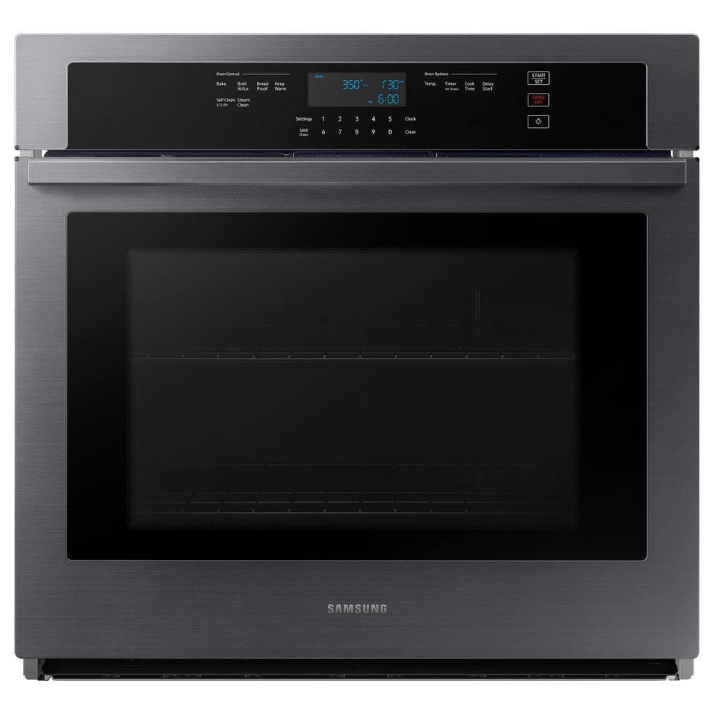 Samsung 30 in. 5.1 cu. ft. Wi-Fi connected Single Electric Wall Oven in Black Stainless Steel, Fingerprint Resistant Black Stainless Steel