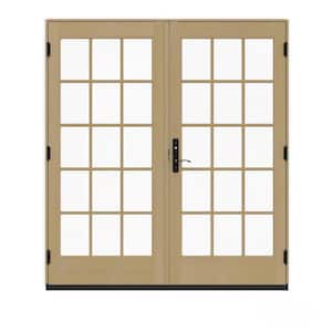 72 in. x 80 in. W-5500 Contemporary White Clad Wood Left-Hand 15 Lite French Patio Door w/Unfinished Interior
