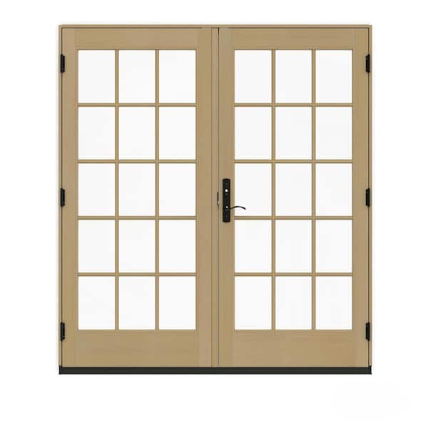 JELD-WEN 72 in. x 80 in. W-5500 Contemporary White Clad Wood Left-Hand 15 Lite French Patio Door w/Unfinished Interior