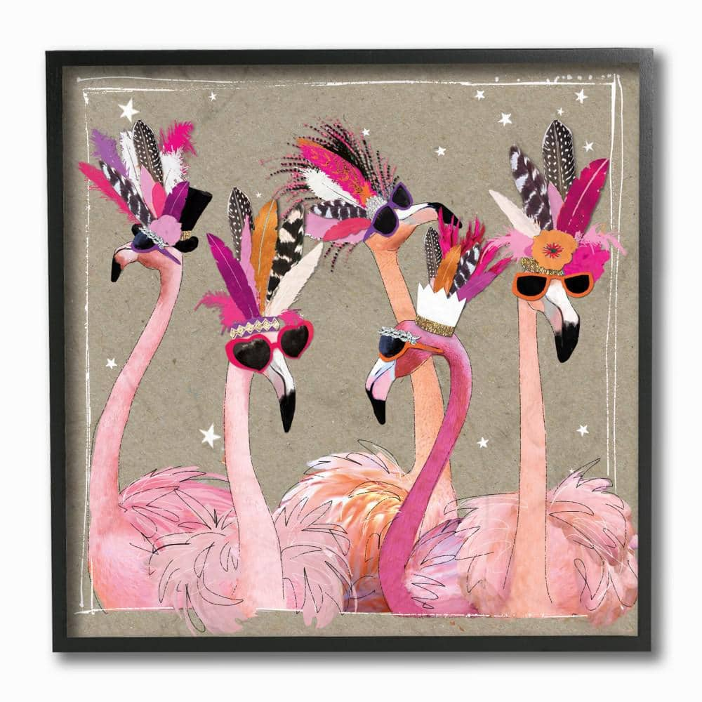 The Stupell Home Decor Collection Fancy Pants Flamingos Framed Texturized Art, 12