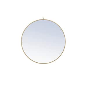 Timeless Home 36 in. W x 36 in. H x Contemporary Metal Framed Round Brass Mirror
