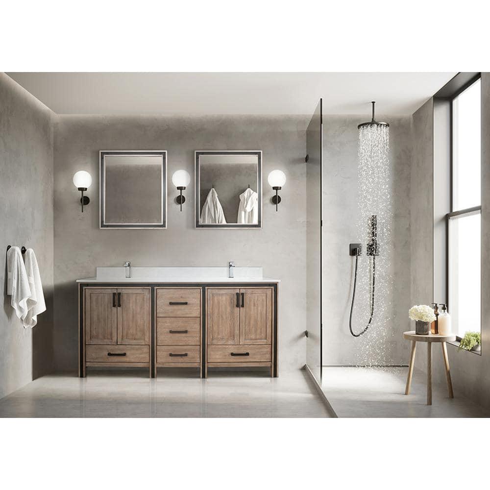 Rustic Barnwood 72" Double Vanity with Cultured Marble Top
