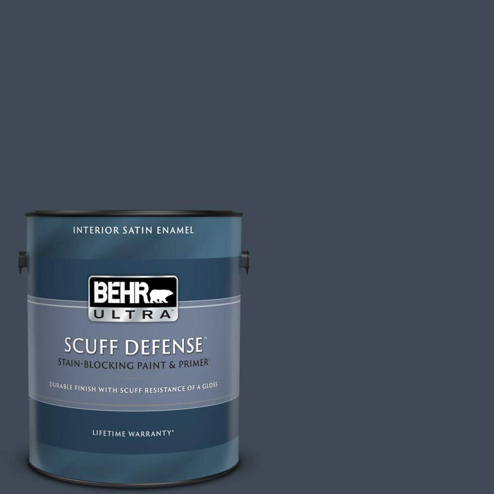 BEHR ULTRA 1 gal. #PPU14-20 Starless Night Extra Durable Satin Enamel  Interior Paint & Primer 775301 - The Home Depot