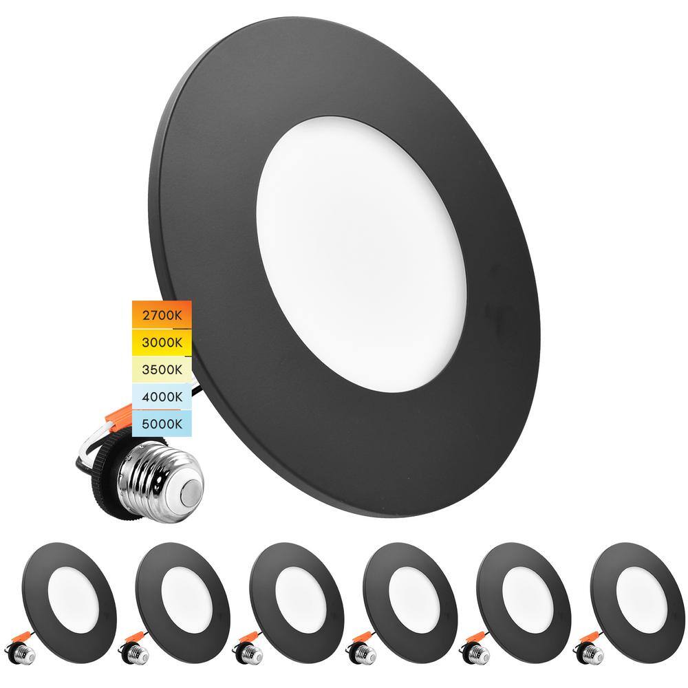 3-4 in. Integrated LED Flush Mount & Recessed Light, 7.5W, 5CCT, 650LM, Dimmable, J-Box or 4 in. Housing, Black (6-Pack) price history on PriceWatchPro