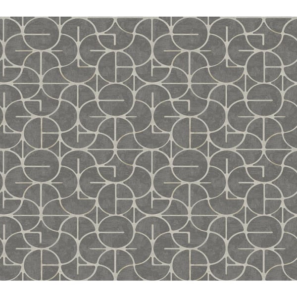 York Wallcoverings Looking Glass Charcoal Wallpaper Roll