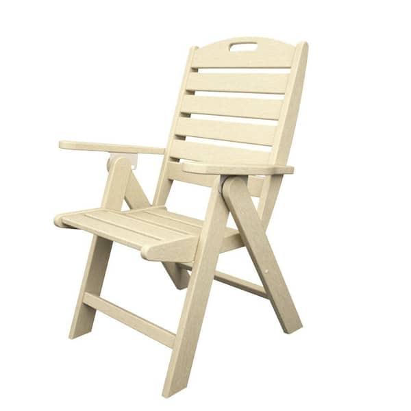 POLYWOOD Nautical Highback Sand Plastic Outdoor Patio Dining Chair