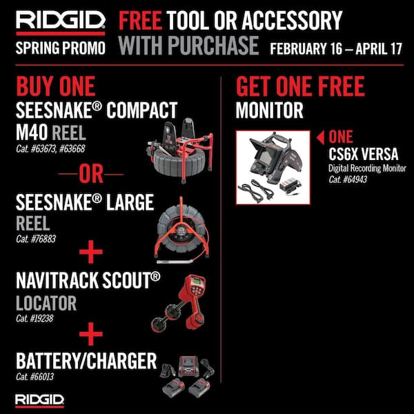 SeeSnake Mini Pro Sewer Camera Reel, NaviTrack Scout Underground Locator, and 2-Pack 18V Battery Plus Charger Bundle