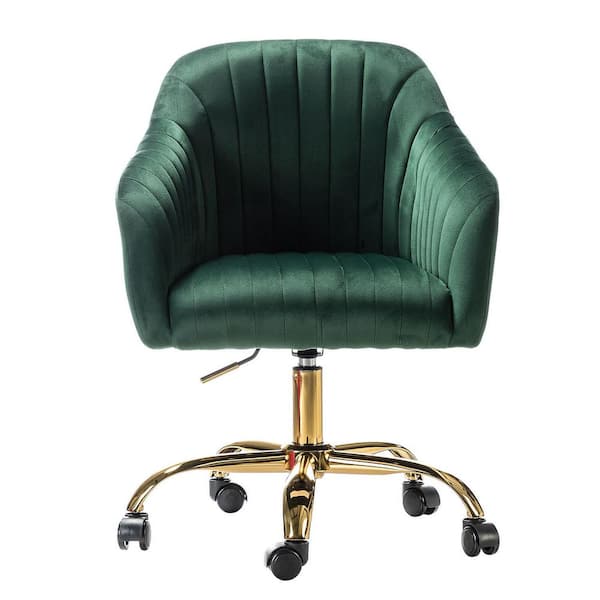 JAYDEN CREATION Jacinda Modern Green Velvet Swivel and Adjustable