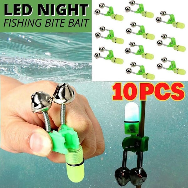 ITOPFOX Fishing Rod Bells LED Light Clips with Twin Bells Ring