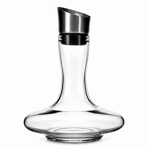 25 oz. Clear Crystal Glass Wine Decanter with Built-In Aerator and Slanted Pour Top