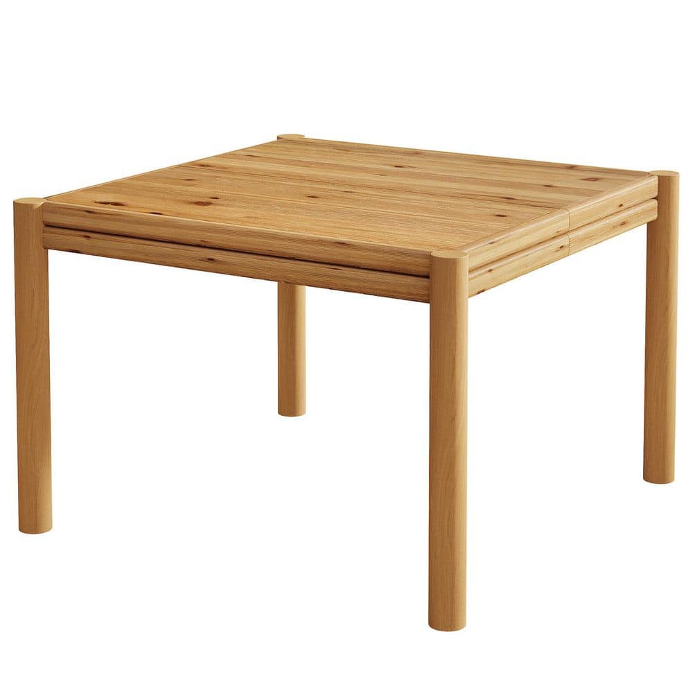 Roesler Brown Farmhouse Solid Wood 39.4 in. Pedestal Base Square Dining Table Kitchen Table with Sturdy Legs Seats 4