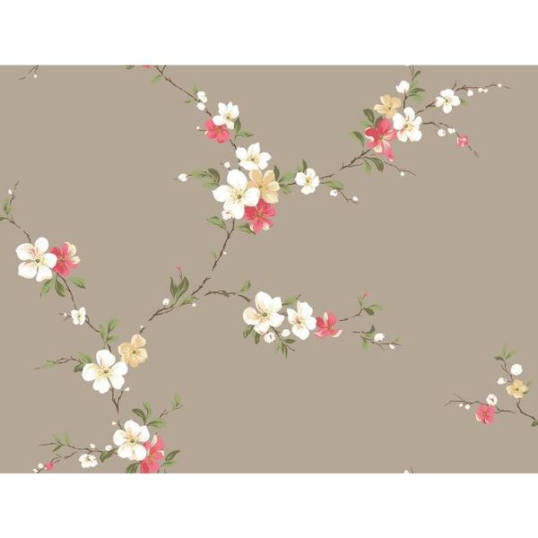 York Wallcoverings Deep Sand and Bisque Blossom Trail Wallpaper