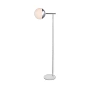 Timeless Home 50.5 in. H 1-Light Chrome and Frosted White Metal Indoor Floor Lamp