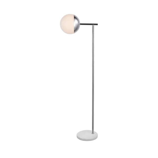 Unbranded Timeless Home 50.5 in. H 1-Light Chrome and Frosted White Metal Indoor Floor Lamp