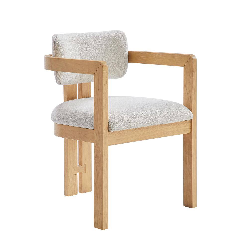 Thorne Natural Modern Rustic Upholstered Dining Arm Chair