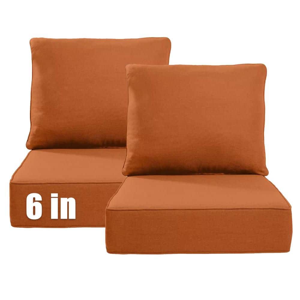 22 in. W x 24 in. D x 6 in. Thick Square 4-Piece Deep Seating Outdoor Lounge Chair Orange Cushion price history on PriceWatchPro