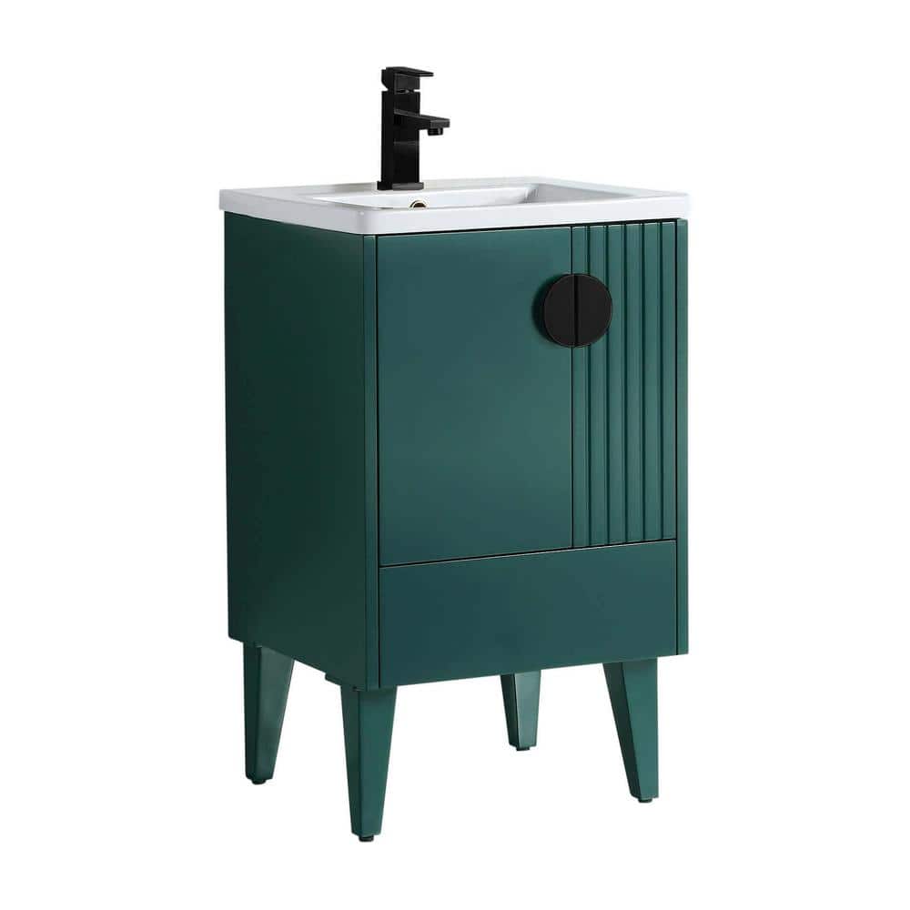 Venezian 20 in. W x 18.11 in. D x 33 in. H Bathroom Vanity Side Cabinet in Green with White Ceramic Top price history on PriceWatchPro