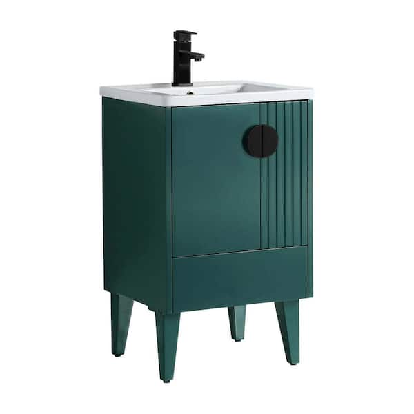 FINE FIXTURES Venezian 20 in. W x 18.11 in. D x 33 in. H Bathroom Vanity Side Cabinet in Green with White Ceramic Top