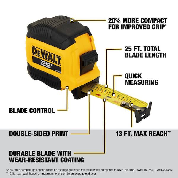 DEWALT - 25 ft. x 1-1/8 in. Tape Measure with Finger Brake