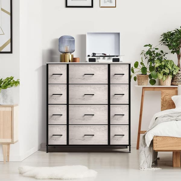Sorbus 12-Drawer Marble Black Dresser Steel Frame Wood Top Easy Pull Fabric  Bins 11.75 in. L x 46.5 in. W x 48.7 in. H DRW-12D-RUB - The Home Depot