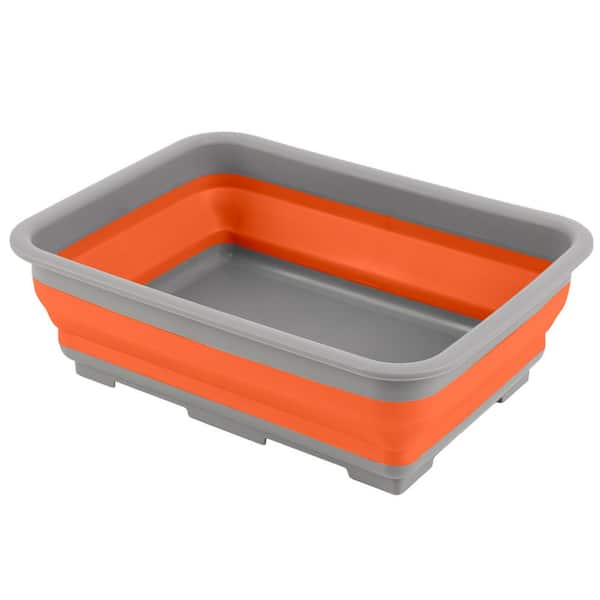 10 l Orange Collapsible Portable Wash Basin Pop-Up Dish Tub and Cooling Chest