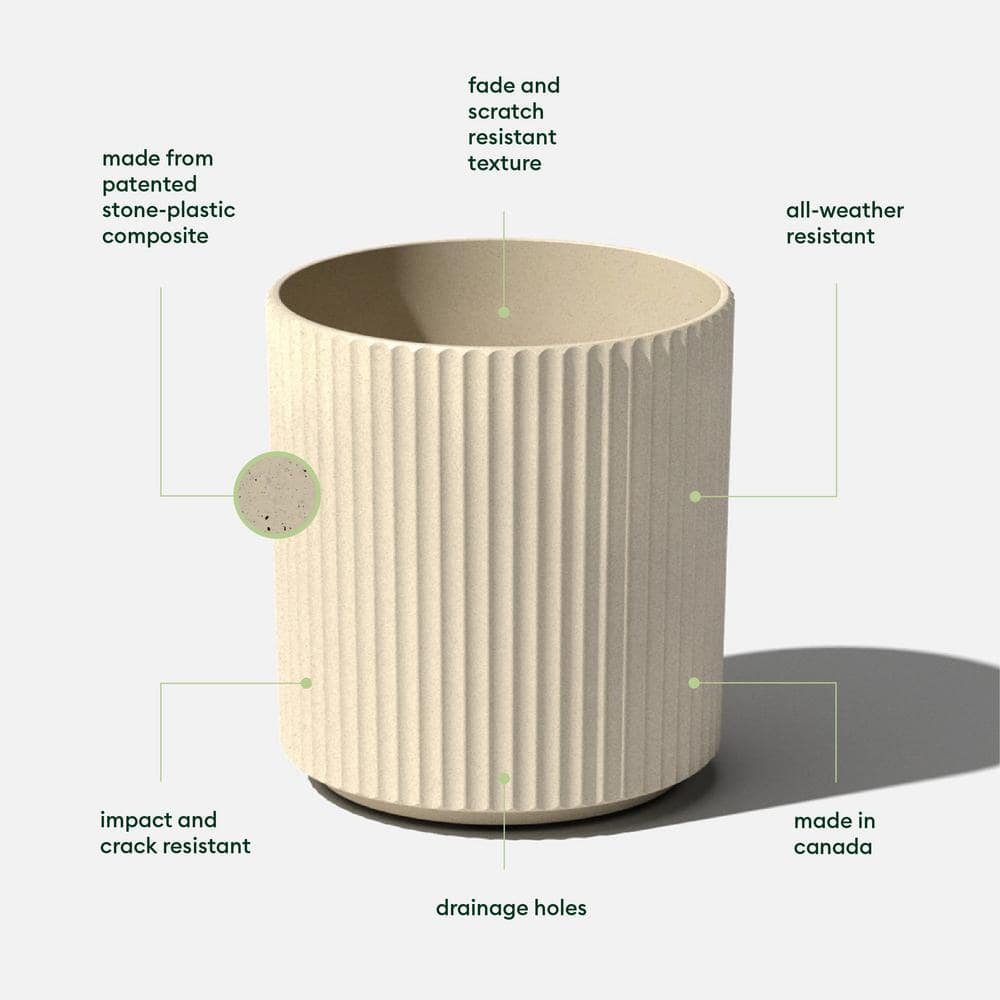 Demi 16" Sandstone Plastic-Stone Round Planter
