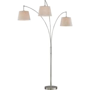 Luce 84 in. Brushed Steel LED Arched Floor Lamp with Dimmer