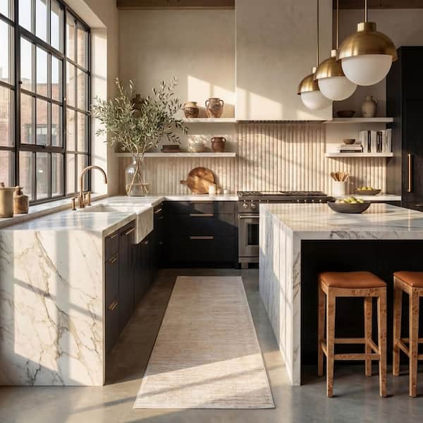 Vision Cream 2 ft. x 8 ft. Solid Runner Rug