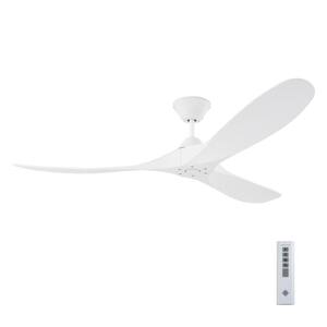 Maverick Coastal 60 in. Modern Outdoor Matte White Ceiling Fan with Matte White Blades and Remote Control