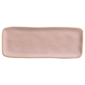 12.99 in. Litchi Pink Stoneware Rectangular Platter Medium Organic (Set of 4)