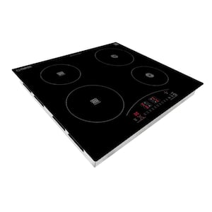 220V 24 in. 4-Elements Glass Surface Built in Hybrid Ceramic-Induction Burner Cooktop 7100 W in Black w/ 9-Power Levels