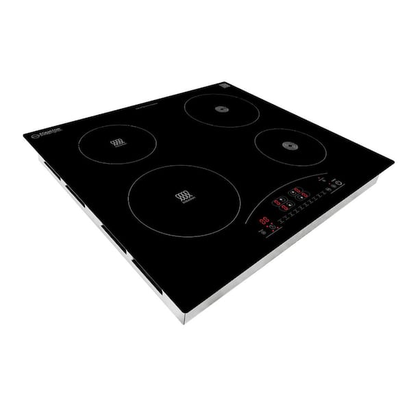 24 in. 4-Elements Electric Induction and Ceramic Burners Cooktop 9-Power Levels Ceramic Any Cookware Compatible in Black
