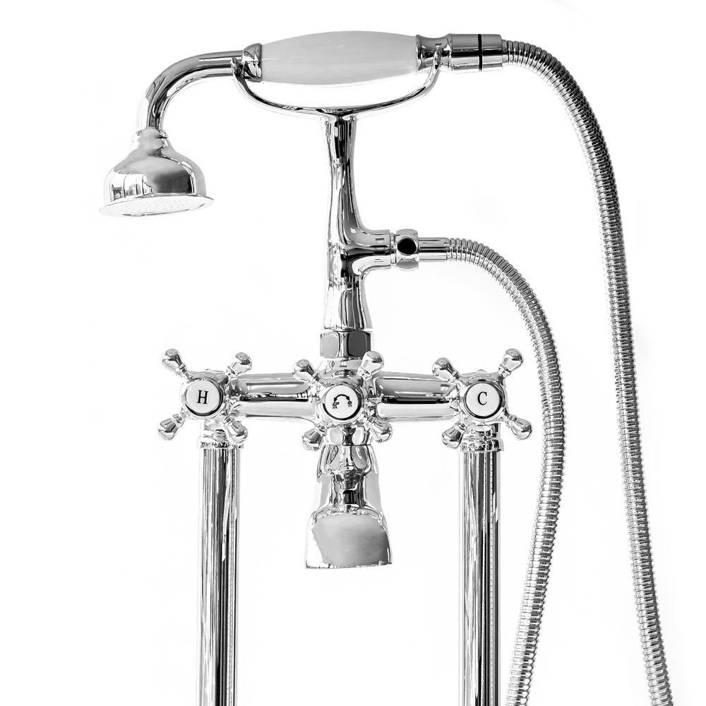 Polished Chrome Victorian Freestanding Tub Filler with Hand Shower