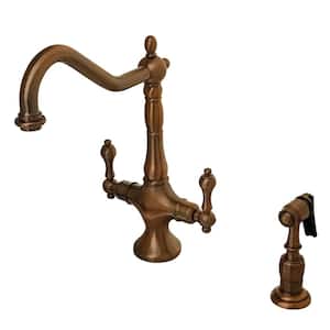 Heritage 2-Handle Kitchen Faucet with Side Sprayer in Antique Copper