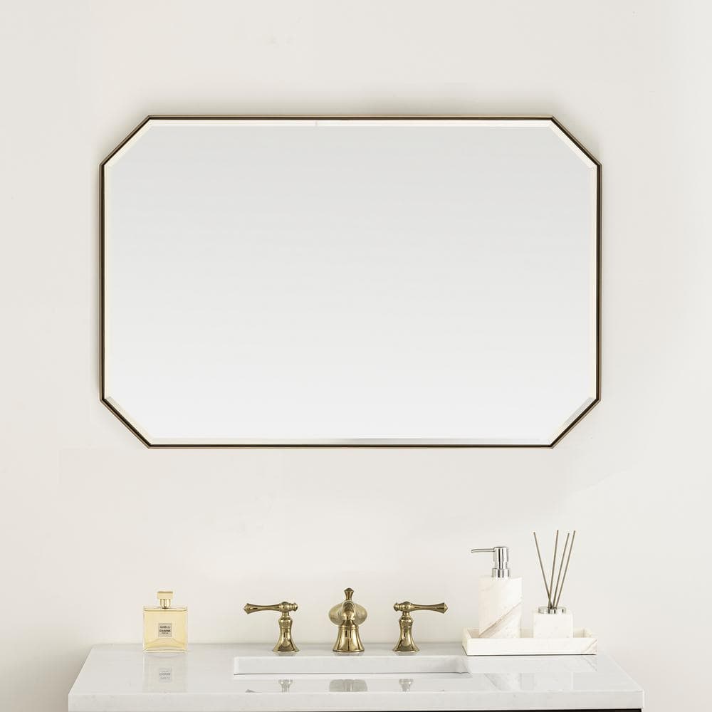 Rohe 36" x 24" Champagne Brass Minimalist Vanity Mirror