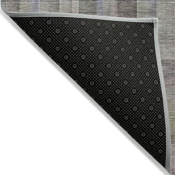 Gray, Blue, Green 2 ft. x 8 ft. Woven Plaid Polyester Runner Indoor / Outdoor Area Rug