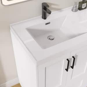 72 in. W x 22 in. D x 36 in. H Bathroom Vanity Double Sinks Freestanding Large Bath Vanity in White with White Resin Top