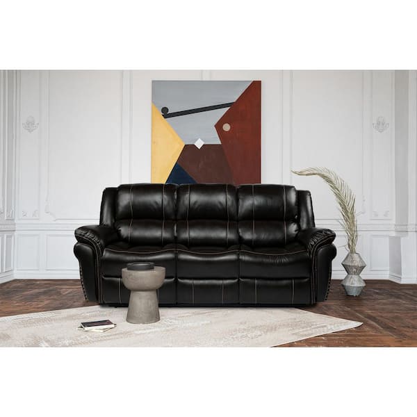 Montague Dual Power Headrest And Lumbar Support Reclining Sofa In Genuine  Brown Leather by Armen Living