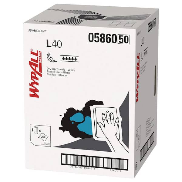 L40 Towels, Dry Up Towels, 19-1/2 in. x 42 in., White, 200 Towels/Roll