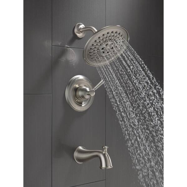 Delta Valdosta with H2Okinetic Technology Spotshield Brushed Nickel 1-Handle Bathtub and Shower Faucet with Valve Delta Valdosta with H2Okinetic Technology Spotshield Brushed Nickel 1-Handle Bathtub and Shower Faucet with Valve