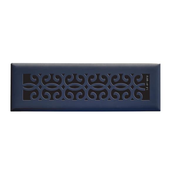 Hampton Bay Classic Scroll 2 in. x 10 in. Steel Floor Register in Matte Black