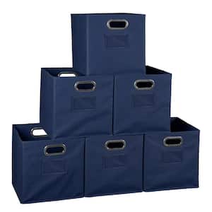 12 in. H x 12 in. W x 12 in. D Blue Fabric Cube Storage Bin 6-Pack