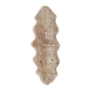 New Zealand Taupe 2 ft. x 6 ft. Double Sheepskin Area Rug