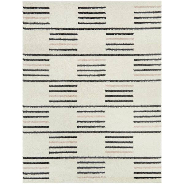 BALTA Booth Cream 5 ft. 3 in. x 7 ft. Striped Area Rug